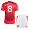 Maillot de Supporter Manchester United Bruno Fernandes 8 Domicile 2024-25 Pour Enfant